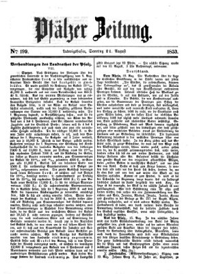 Pfälzer Zeitung Sonntag 21. August 1853