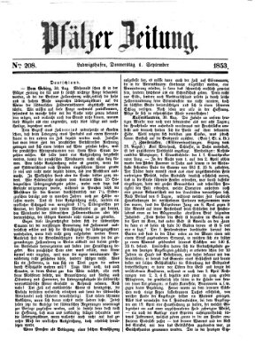 Pfälzer Zeitung Donnerstag 1. September 1853