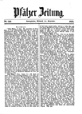 Pfälzer Zeitung Mittwoch 14. September 1853