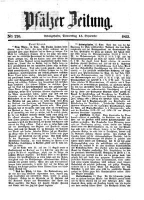 Pfälzer Zeitung Donnerstag 15. September 1853