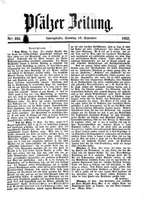 Pfälzer Zeitung Samstag 17. September 1853