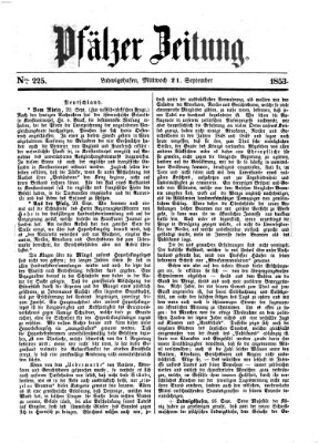 Pfälzer Zeitung Mittwoch 21. September 1853