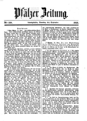 Pfälzer Zeitung Samstag 24. September 1853