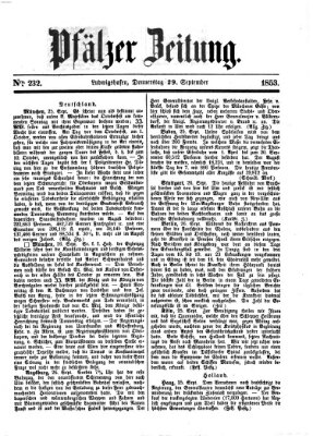 Pfälzer Zeitung Donnerstag 29. September 1853