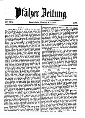 Pfälzer Zeitung Samstag 1. Oktober 1853