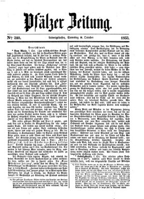 Pfälzer Zeitung Samstag 8. Oktober 1853