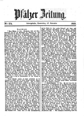 Pfälzer Zeitung Donnerstag 17. November 1853