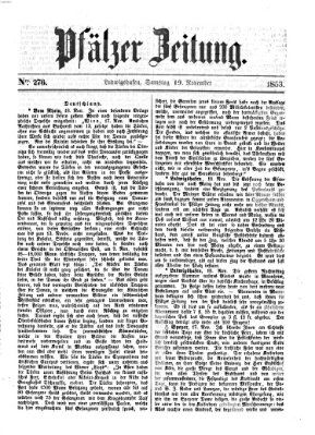 Pfälzer Zeitung Samstag 19. November 1853