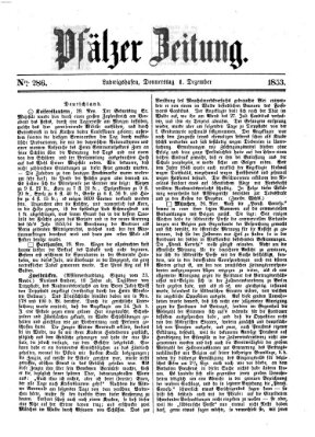 Pfälzer Zeitung Donnerstag 1. Dezember 1853