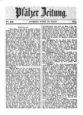 Pfälzer Zeitung Mittwoch 28. Dezember 1853