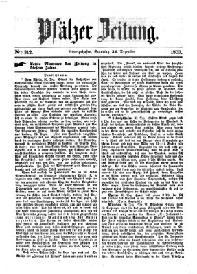 Pfälzer Zeitung Samstag 31. Dezember 1853