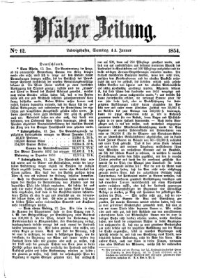 Pfälzer Zeitung Samstag 14. Januar 1854