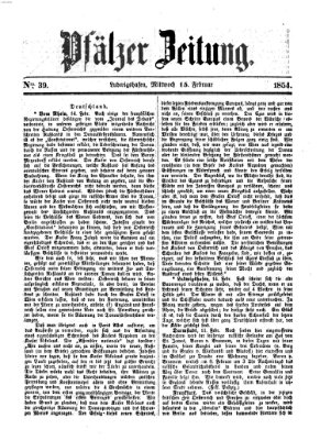 Pfälzer Zeitung Mittwoch 15. Februar 1854