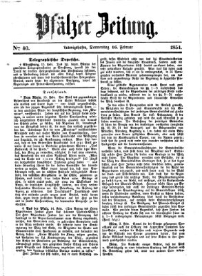 Pfälzer Zeitung Donnerstag 16. Februar 1854