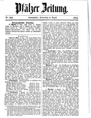 Pfälzer Zeitung Donnerstag 3. August 1854