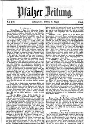 Pfälzer Zeitung Montag 7. August 1854