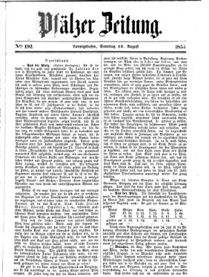 Pfälzer Zeitung Samstag 12. August 1854