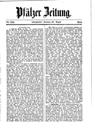 Pfälzer Zeitung Samstag 26. August 1854