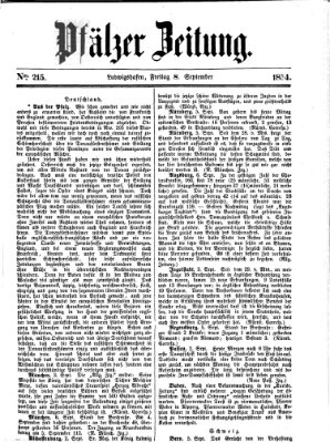 Pfälzer Zeitung Freitag 8. September 1854