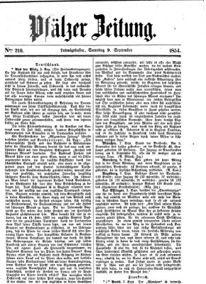 Pfälzer Zeitung Samstag 9. September 1854