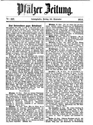 Pfälzer Zeitung Freitag 22. September 1854