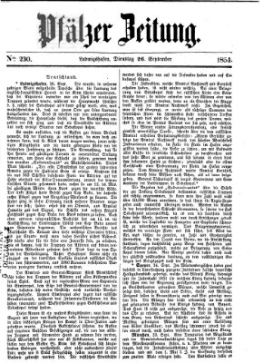 Pfälzer Zeitung Dienstag 26. September 1854