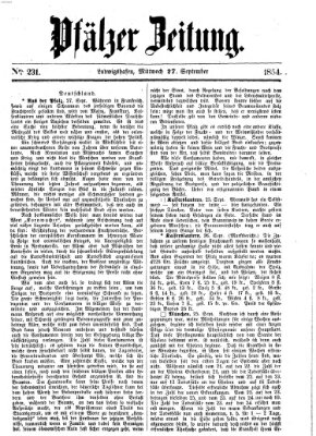 Pfälzer Zeitung Mittwoch 27. September 1854