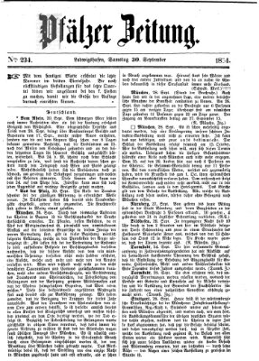 Pfälzer Zeitung Samstag 30. September 1854