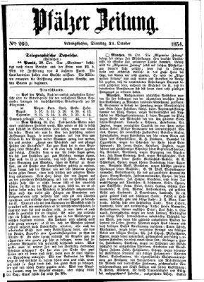 Pfälzer Zeitung Dienstag 31. Oktober 1854