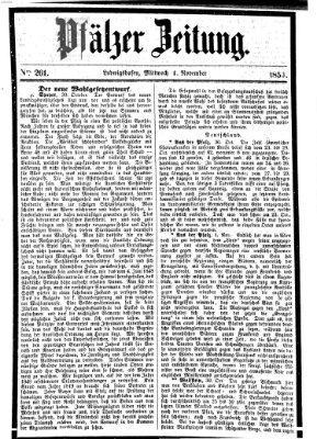 Pfälzer Zeitung Mittwoch 1. November 1854