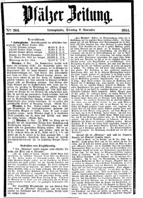 Pfälzer Zeitung Dienstag 7. November 1854