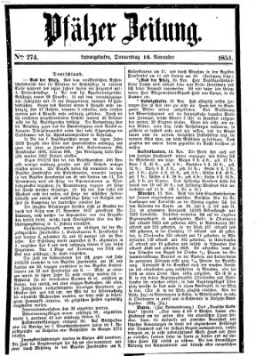 Pfälzer Zeitung Donnerstag 16. November 1854