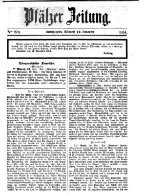 Pfälzer Zeitung Mittwoch 22. November 1854