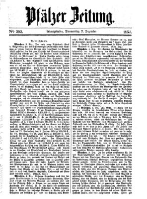 Pfälzer Zeitung Donnerstag 7. Dezember 1854