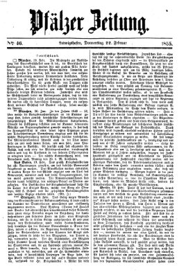 Pfälzer Zeitung Donnerstag 22. Februar 1855