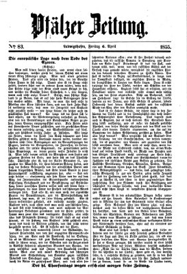 Pfälzer Zeitung Freitag 6. April 1855