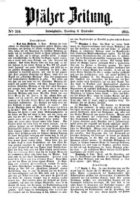 Pfälzer Zeitung Samstag 8. September 1855