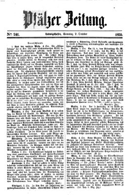 Pfälzer Zeitung Sonntag 7. Oktober 1855