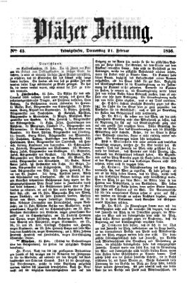 Pfälzer Zeitung Donnerstag 21. Februar 1856