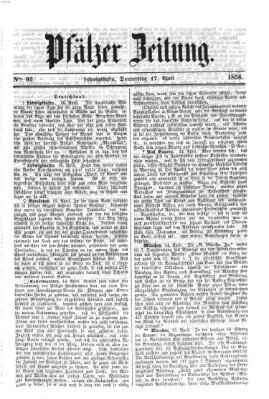 Pfälzer Zeitung Donnerstag 17. April 1856