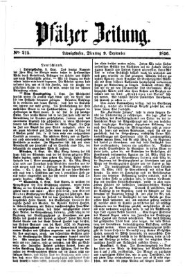 Pfälzer Zeitung Dienstag 9. September 1856