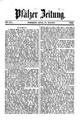 Pfälzer Zeitung Freitag 12. September 1856