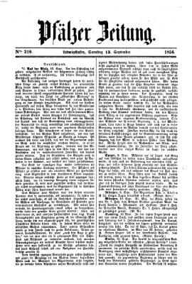 Pfälzer Zeitung Samstag 13. September 1856