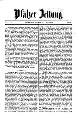 Pfälzer Zeitung Mittwoch 17. September 1856