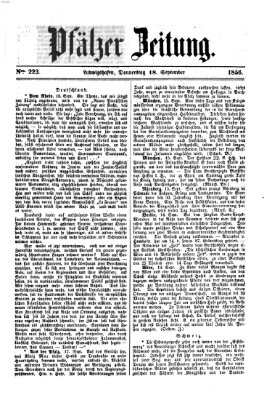 Pfälzer Zeitung Donnerstag 18. September 1856