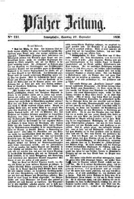 Pfälzer Zeitung Samstag 27. September 1856