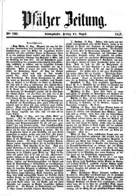 Pfälzer Zeitung Freitag 21. August 1857