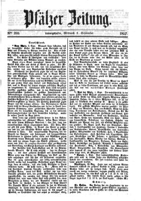 Pfälzer Zeitung Mittwoch 2. September 1857