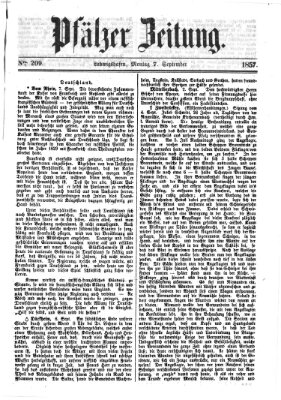 Pfälzer Zeitung Montag 7. September 1857