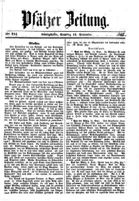 Pfälzer Zeitung Samstag 12. September 1857